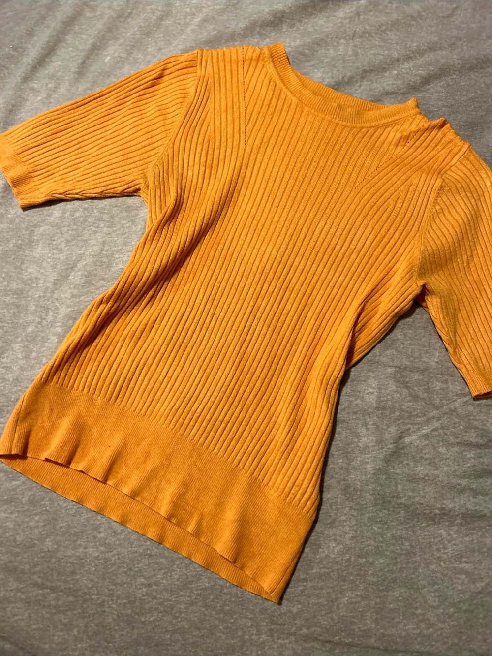Women’s Ribbed Orange Short Sleeve Shirt